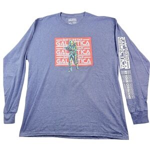 Battlestar Galactica Lootwear Sci-Fi T-Shirt Men's Size XL Blue Pullover